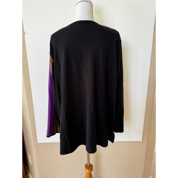 Bob Mackie Wearable Art Sweater African Masks Animals 2X Block Colors V Neck - Picture 3 of 7